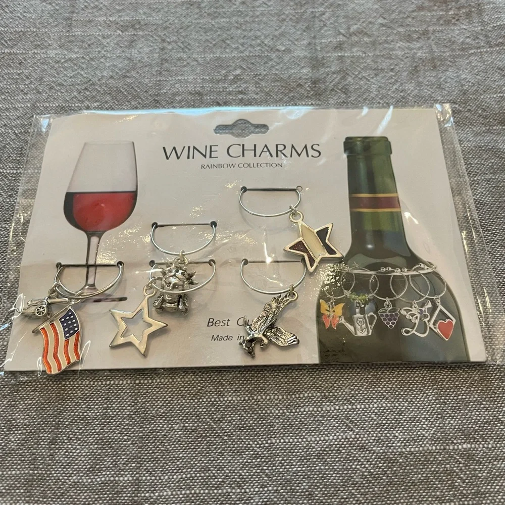 Silver Wine Glass Markers Set for Party Favors